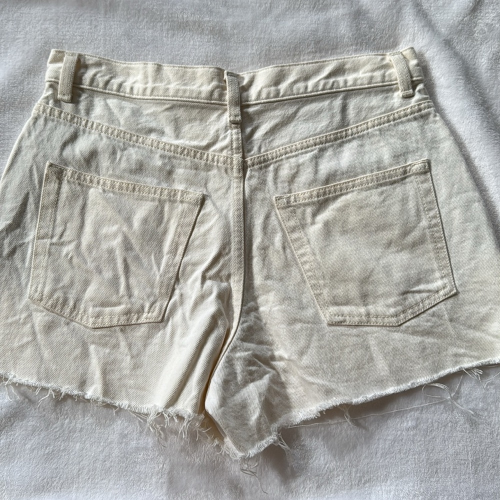 Cream High Rise Denim Shorts - Picture 2 of 3